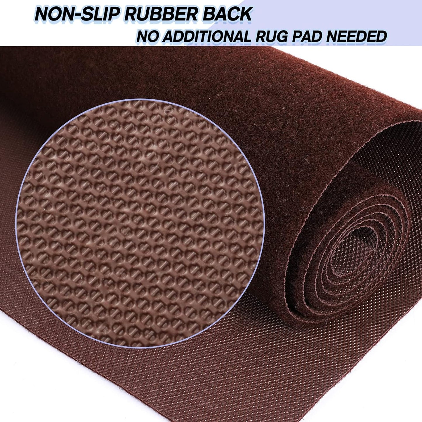 Custom Size Backed Non-Slip Area Rugs Runner, Easy Clean, Waterproof Runner Rugs for Hallway Entryway, Kitchen, Laundry, 4FT x 68FT, Brown