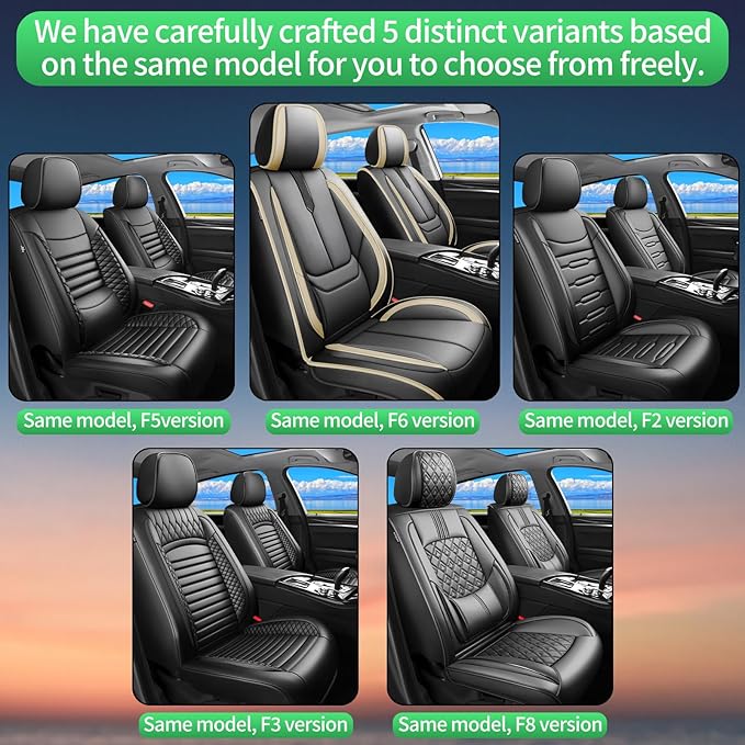 Fit Elantra Car Seat Covers for Hyundai Elantra 2017-2024 2025 2026 -Upgraded Premium Waterproof & Breathable Leather,Airbag Compatible,All-Weather Seat Cushion Protector,2 Front/Black-Beige