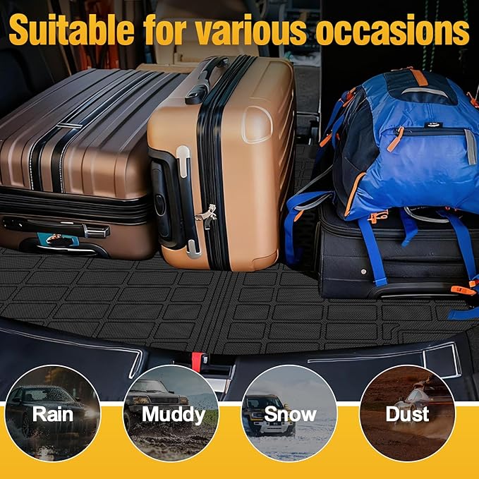 Trunk Liner Cargo Liners for 2018-2024 Ford Expedition Navigator 7/8 Seat Rear Trunk Floor Mats with Backrest Mat 3D Boot Tray All-Weather TPE Black