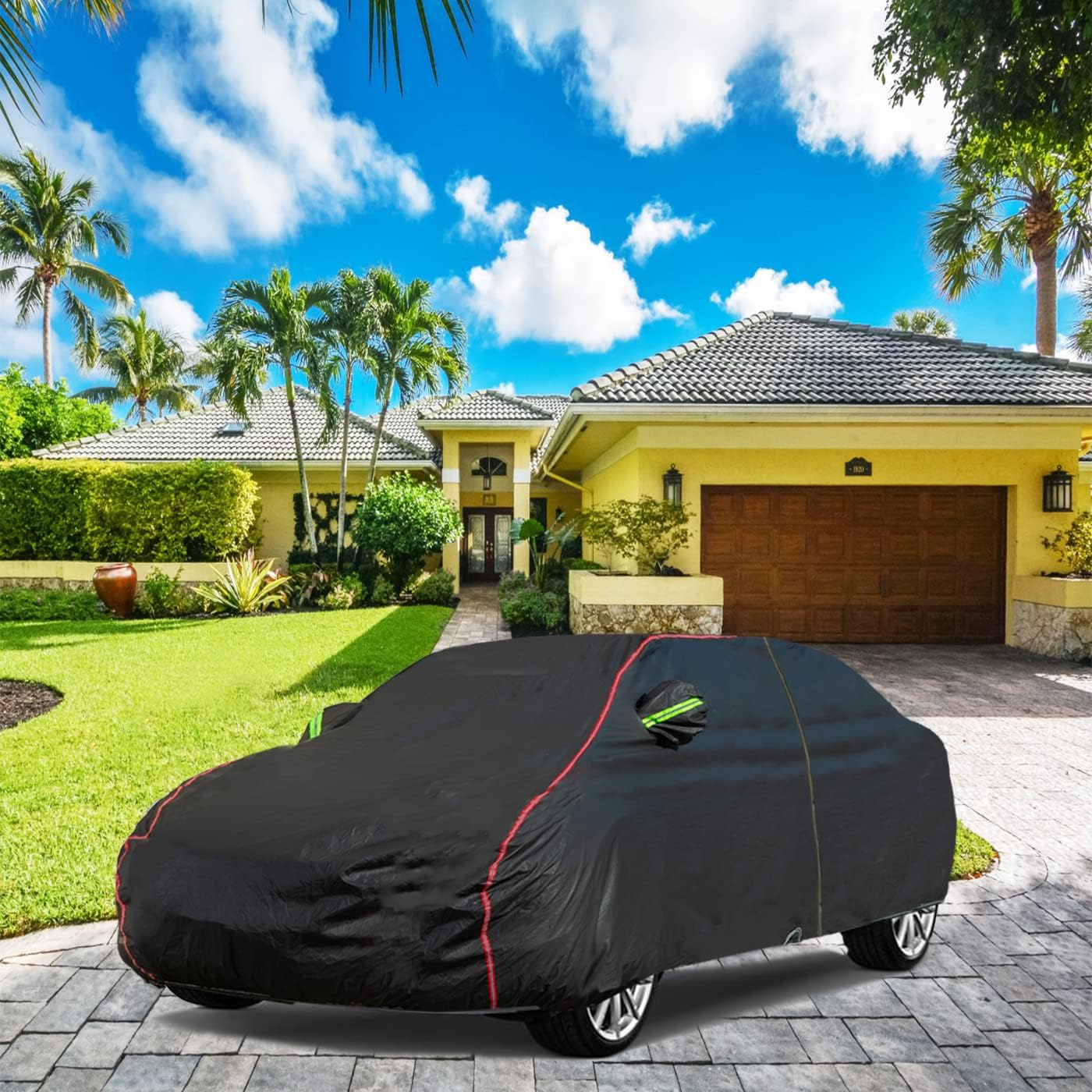 Breathable New Material, Waterproof Car Cover, Locks and Zipper Doors, Sunscreen Waterproof UV Prevention Snowproof Wind and Windproof,Suitable for Indoor Outdoor,for SUV (up to 180") B10