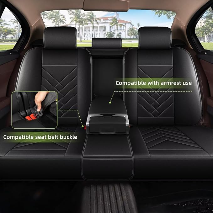 AOMSAZTO Car Seat Covers Fit for Buick Envision 2017-2026: Full Set Waterproof Faux Leather Automotive Seat Covers Vehicle Seat Cushion Protector Car Interior Covers(5 Seats Black)