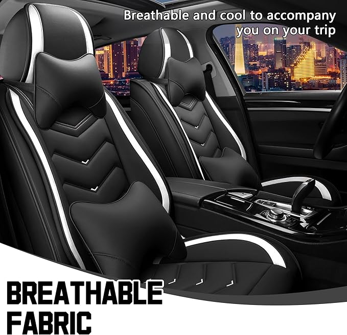 CTDS Car Seat Covers for Jeep Grand Cherokee L 2021-2026, Stylish Sport Seat Cover, Premium Nappa Leather Car Seat Cover. Automobile Seat Covers Sets.(Luxury 2 Seats/Black White)