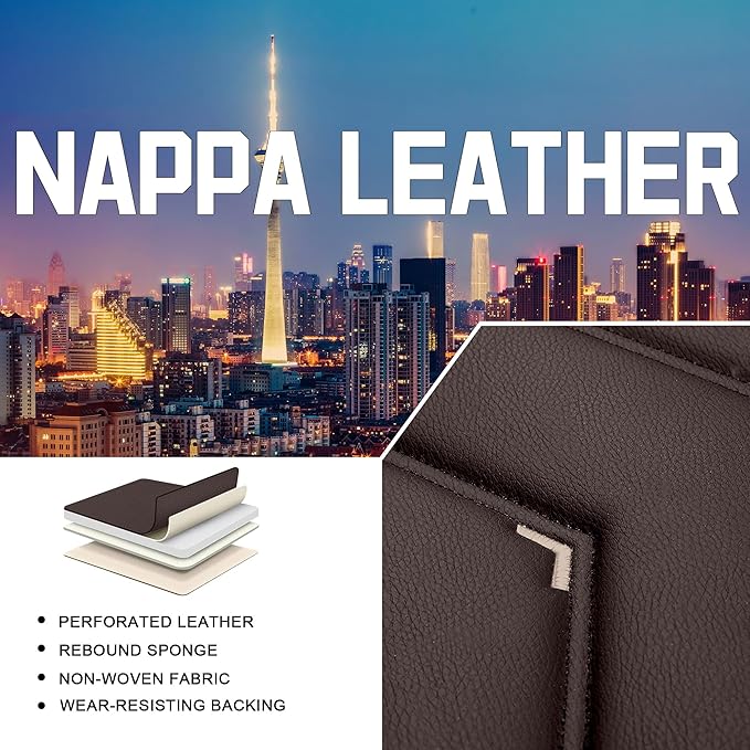 CTDS Car Seat Covers for Toyota Corolla 2000-2026, Stylish Sport Seat Cover, Premium Nappa Leather Car Seat Cover. Automobile Seat Covers Sets.(Standard 5 Seats/Coffee Color)