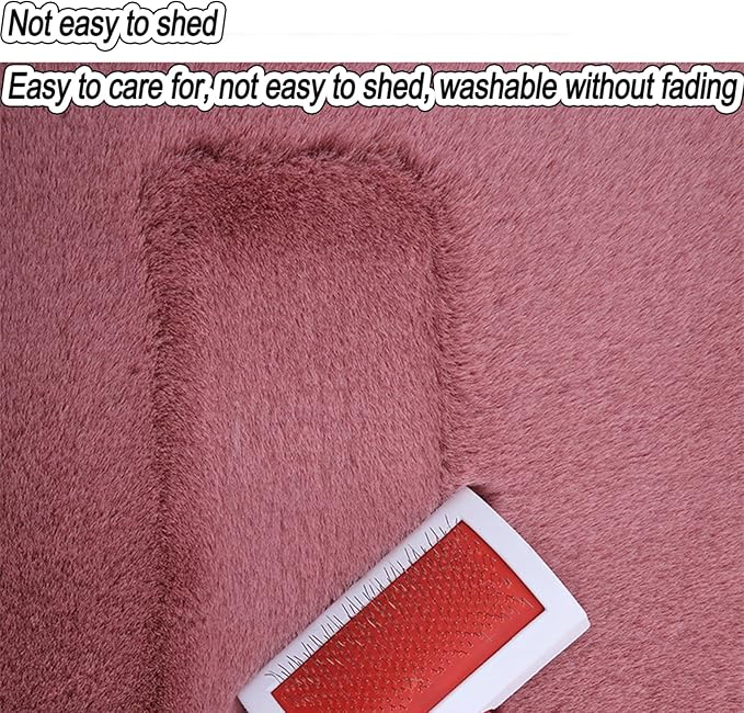 Plush Car Seat Cushion, Soft Warm Fuzzy Faux Rabbit Fur Fluffy Plush Auto Seat Cover Vehicle Car Front and Back Seat Protector Pad with Non-Slip Backing Cushion Interior Universal Fit (Pink2,Front*1)