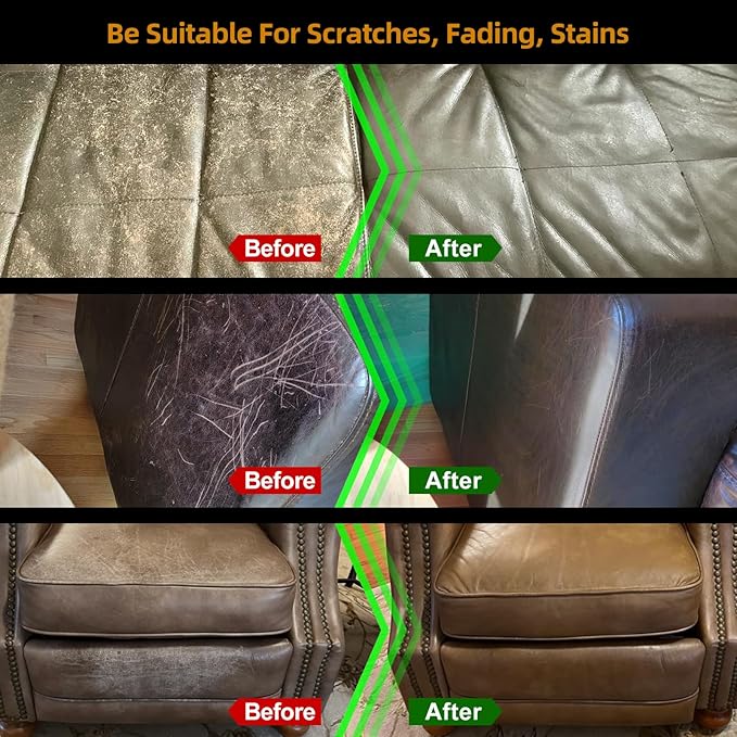 Leather Recoloring Balm, Leather Color Restorer, Leather Restorer for Couches, Leather Scratch Remover, Leather Scratch Repair, Leather Repair Kit for Furniture, Leather Dye (Light Brown)