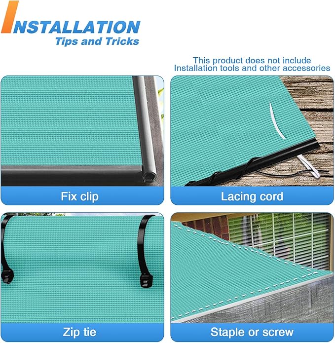 TANG Sun Shade Fabric Roll 8'x96' Shade Cloth for Garden Turquoise Green HDPE Mesh Shading Pergola Cover Replacement Canopy, 95% Blockage Sunshades for Outdoor Patio Backyard Plant