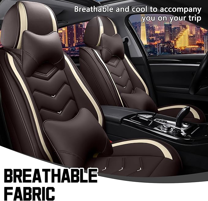 CTDS Car Seat Covers for Ford F-150 2000-2026, Stylish Sport Seat Cover, Premium Nappa Leather Car Seat Cover. Automobile Seat Covers Sets.(Luxury 2 Seats/Coffee Color)
