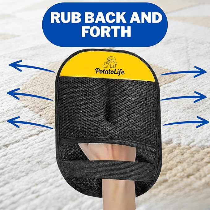 PotatoLife Pet Hair Removal Mitt, Upgraded Reusable Electrostatic Washable Fur Remover for Dogs Cats, Grooming Mitt for Couch, Sofa, Furniture, Carpet, Clothing and Car Seat, Small, 1PCS