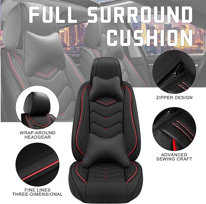 CTDS Car Seat Covers for Honda HR-V 2016-2026, Stylish Sport Seat Cover, Premium Nappa Leather Car Seat Cover. Automobile Seat Covers Sets.(Luxury 2 Seats/Black)