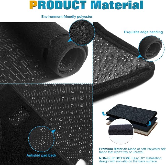 x xotic tech Center Console Dashboard Mat Pre-Cut Non-Slip Sunshield Sun Glare Protector Dash Carpet Pad Black Cover Compatible with Toyota Corolla 2014-2018