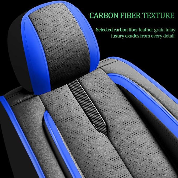 Fit Fj Cruiser Car Seat Covers for Toyota Fj Cruiser 2007-2013 20146 -Upgraded Premium Waterproof & Breathable Leather,Airbag Compatible,All-Weather Seat Cushion Protector,Full Set,Black-Blue