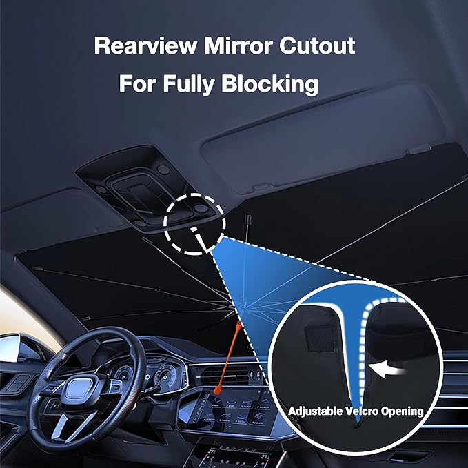 CHILL·TEK Funny Animal Car Windshield Sun Shade Umbrella, Christmas Car Sun Shade Umbrella, Block UV Rays Heat Foldable Windshield Umbrella Sun Visor Protector - Keep Vehicle Cool for Cars SUV