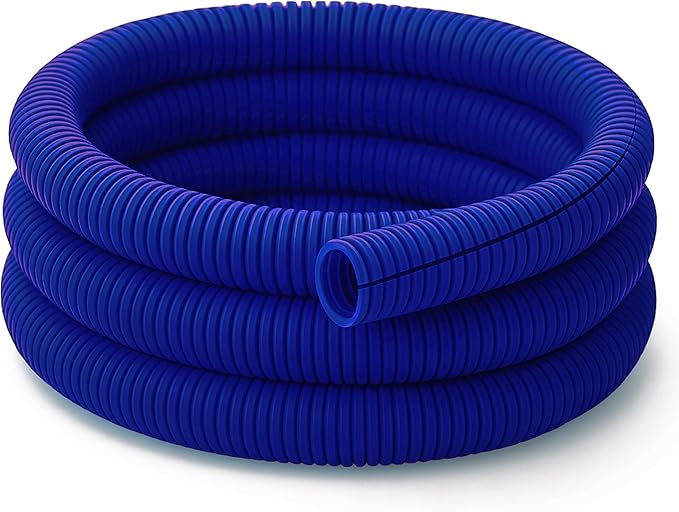Electriduct Split Wire Loom Tubing Polyethylene Corrugated Flexible Conduit - 1/4" Nominal Size - 10 Feet - Blue