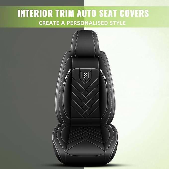 AOMSAZTO Car Seat Covers Fit for Subaru Forester 2007-2024 2025 2026 Premium Front Seat Covers Waterproof Leather Automotive Seat Covers Compatible with Airbag (2 Seats,Black)