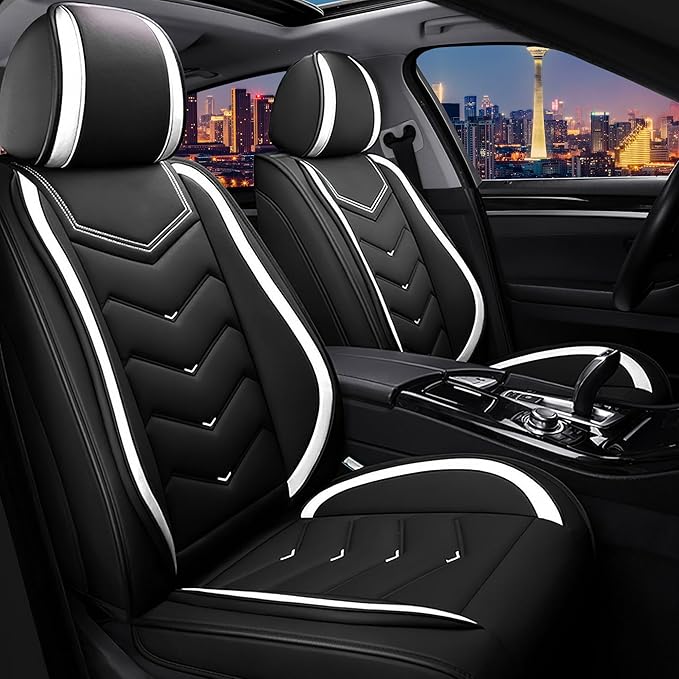 CTDS Car Seat Covers for Honda HR-V 2016-2026, Stylish Sport Seat Cover, Premium Nappa Leather Car Seat Cover. Automobile Seat Covers Sets.(Standard 2 Seats/Black White)