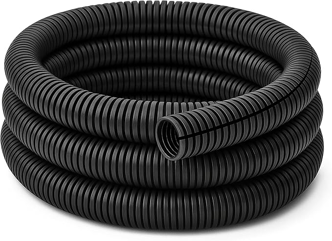 Electriduct Split Wire Loom Tubing Polyethylene Corrugated Flexible Conduit - 2" Nominal Size - 25 Feet - Black