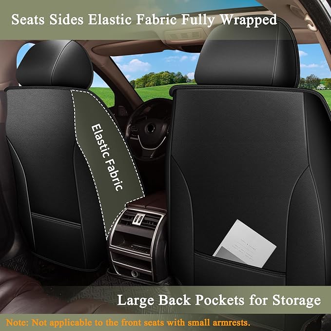 Car Seat Covers Front Pair for Honda Pilot 2005-2016: Breathable Perforated Leather Seat Cover (Black & Grey)