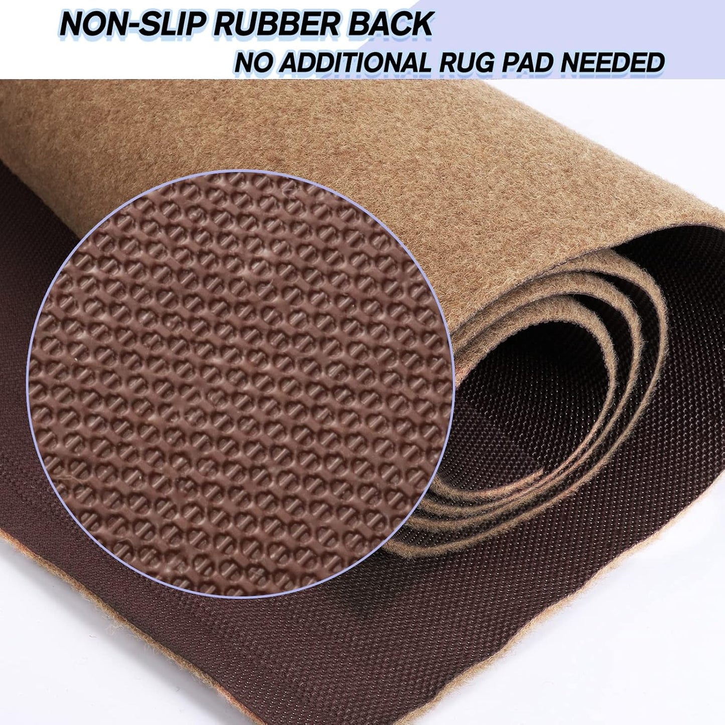 Custom Size Backed Non-Slip Area Rugs Runner, Easy Clean, Waterproof Runner Rugs for Hallway Entryway, Kitchen, Laundry, 2FT x 16FT, Beige