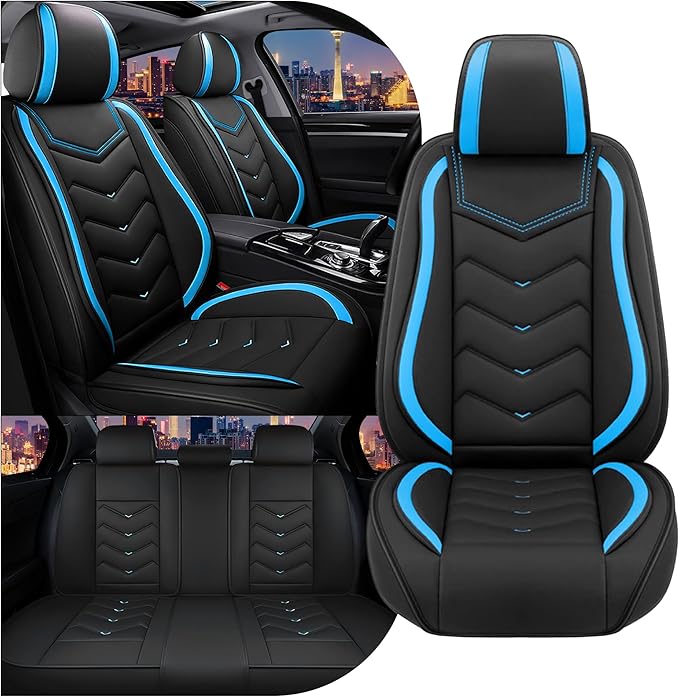 CTDS Car Seat Covers for Toyota Corolla 2000-2026, Stylish Sport Seat Cover, Premium Nappa Leather Car Seat Cover. Automobile Seat Covers Sets.(Standard 5 Seats/Black Blue)