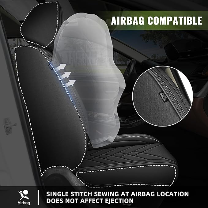 AOMSAZTO Car Seat Cover for Chevrolet Chevy Trax 2024 2025 2026 Front Set, Leather Car Seat Protector Waterproof, Non Slip Car Seat Cushion, Interior Seat Covers Automotive Accessories - Black