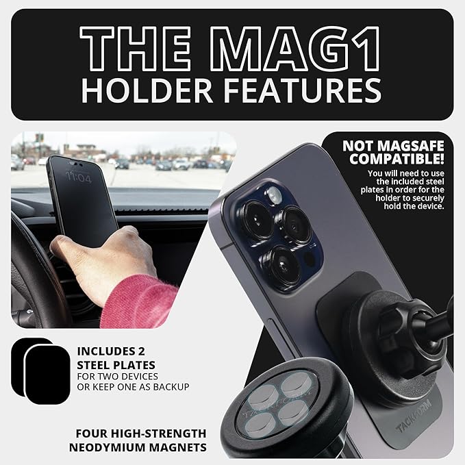 Tackform LINK Vent Phone Mount Compatible with 2015-2020 Ford F-150, 2017-2021 Super Duty, 2018-2021 Expedition | Aluminum | Universal Magnetic Holder | 2" Arm | Orange Knob | (NOT MAGSAFE Compatible)