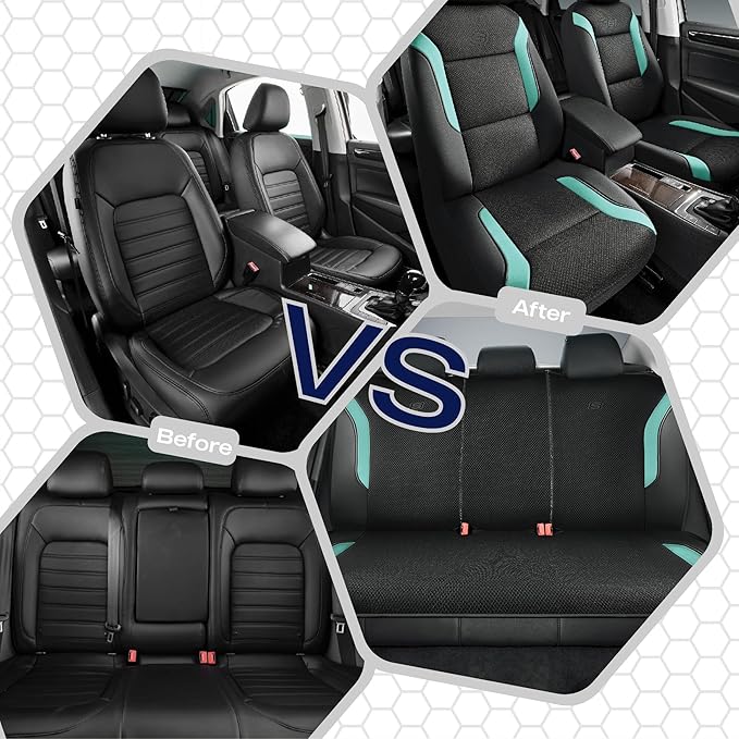 Skechers Memory Foam Car Seat Covers, Air Cool Mesh Thick Seat Covers, Car Seat Full Sets, Airbag Compatible, Automotive Comfort Protection for Most Cars,Vans,Trucks, SUVs,Green