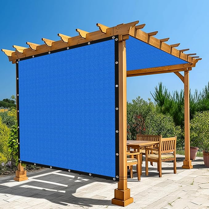 Amagenix 90% Pergola Shade Cover 6' X 12' Sun Shade Cloth with Grommets for Outdoor Garden Patio Porch, Commercial Grade 200 GSM - Cable Zip Ties Included (We Customized) GN108, Blue