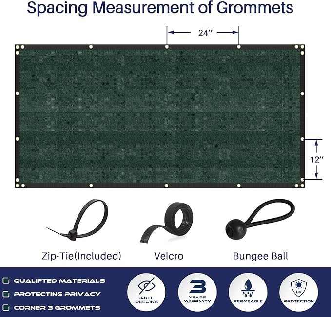 Windscreen4less Privacy Fence Screen Heavy Duty Windscreen Fencing Mesh Fabric Shade Net Cover for Outdoor Wall Garden Yard Pool Deck, 8'x265' Green