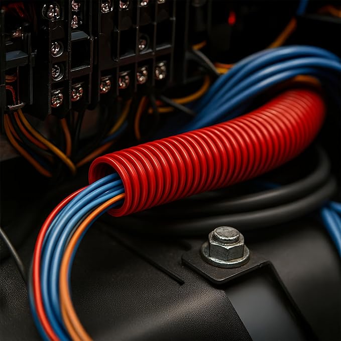 Electriduct Split Wire Loom Tubing Polyethylene Corrugated Flexible Conduit - 1/4" Nominal Size - 100 Feet - Gray