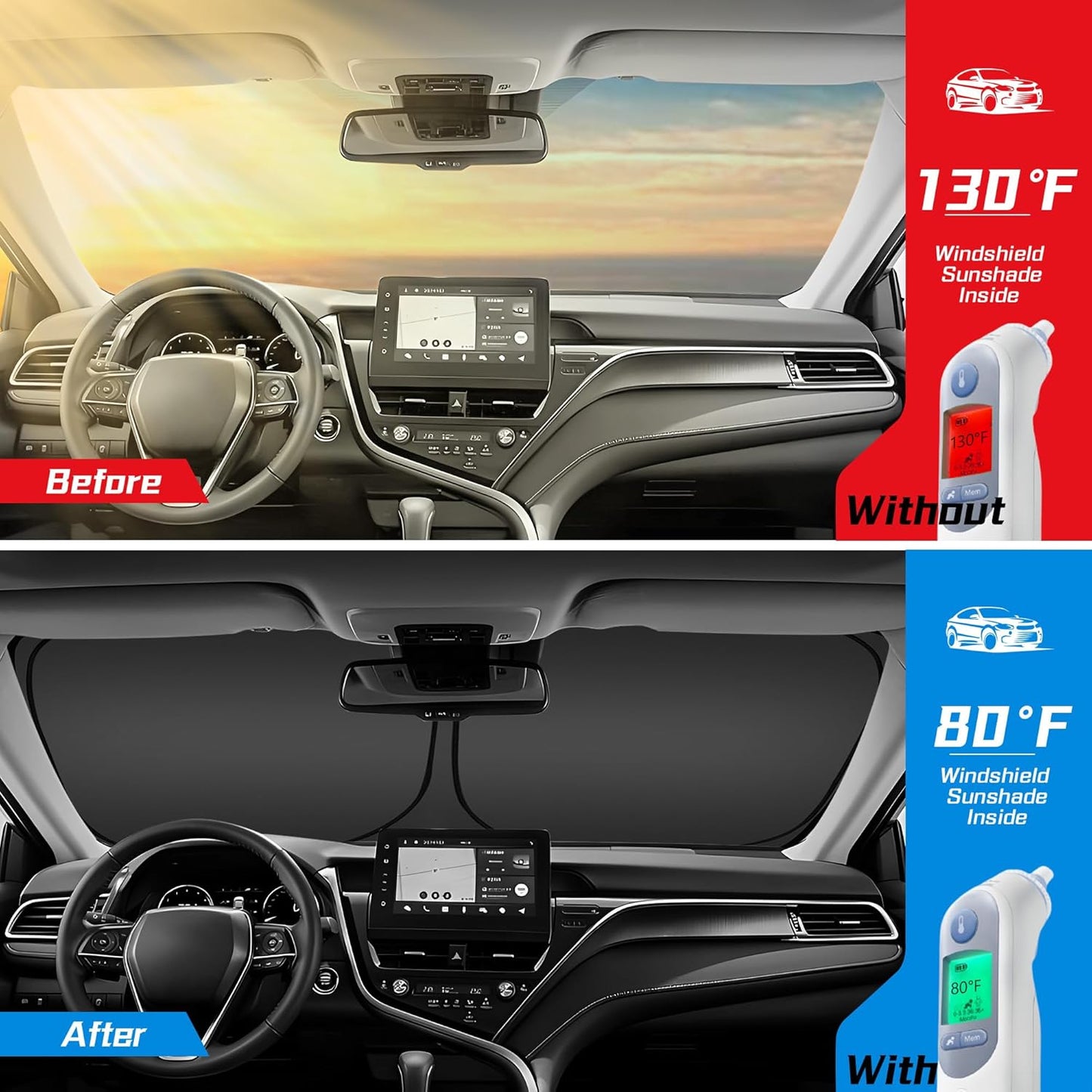 ARISMOTOR Windshield Sun Shade for Audi A3 2022-2025, Custom Fit Foldable Front Window Sunshade Sun Visor Protector, Block UV Rays Keep Your Car Cooler