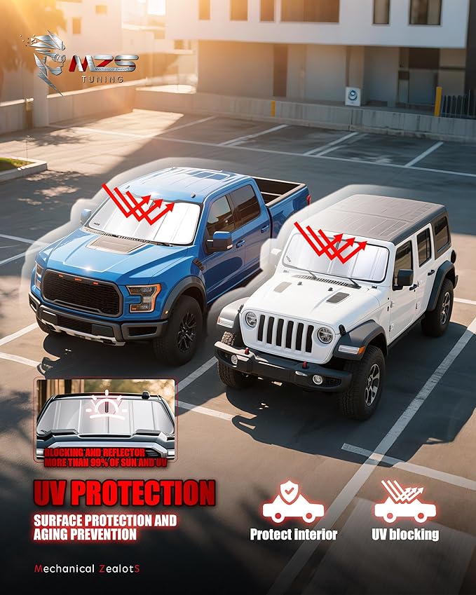 MZS Windshield Sun Shade Compatible with Corolla Cross 2022-2026, Foldable Car Front Window Sunshade with Storage Pouch, Sun Visor Shield Accessories for Interior Protector