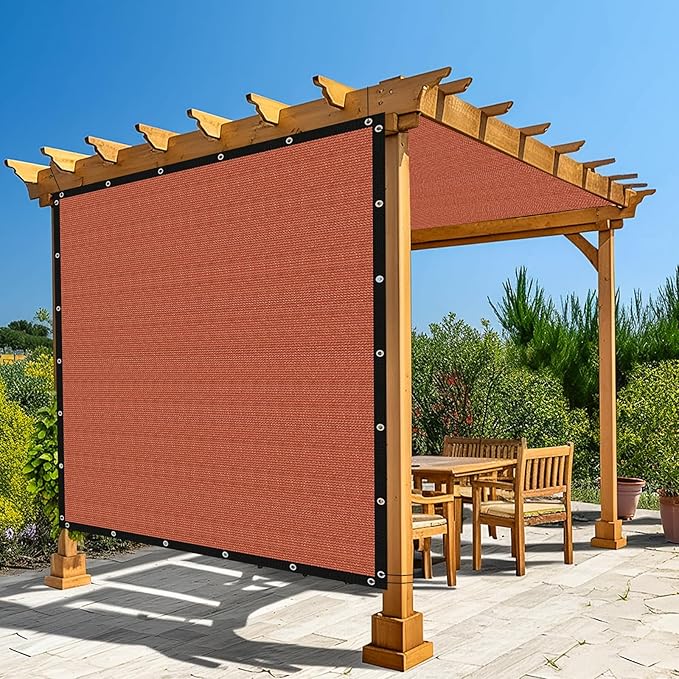 Amagenix 90% Pergola Shade Cover 4' X 18' Sun Shade Cloth with Grommets for Outdoor Garden Patio Porch, Commercial Grade 200 GSM - Cable Zip Ties Included (We Customized) GN108, Rust Red