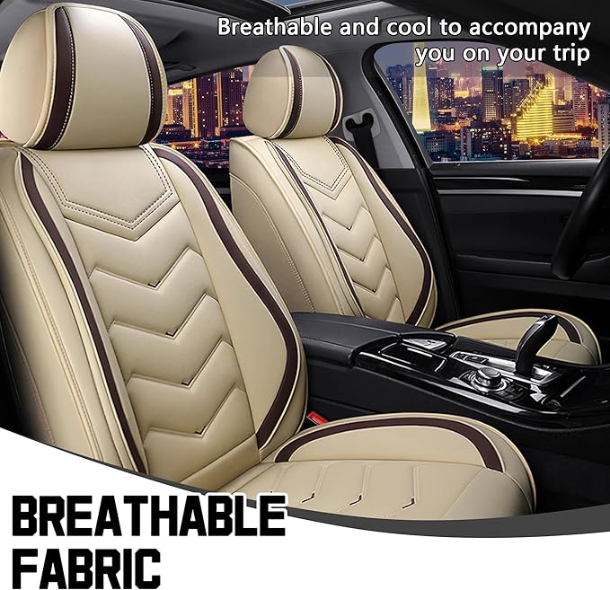 CTDS Car Seat Covers for Toyota Corolla 2000-2026, Stylish Sport Seat Cover, Premium Nappa Leather Car Seat Cover. Automobile Seat Covers Sets.(Standard 2 Seats/Beige)