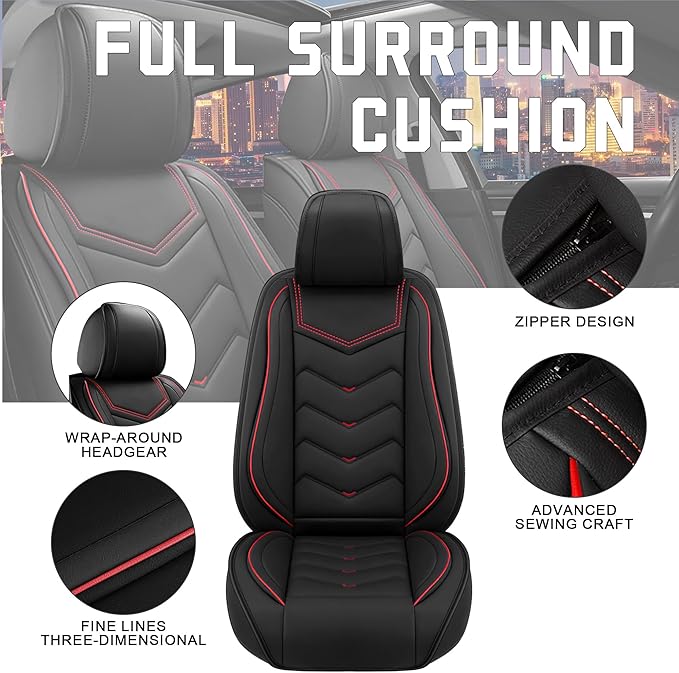 CTDS Car Seat Covers for Chevy Trax 2015-2026, Stylish Sport Seat Cover, Premium Nappa Leather Car Seat Cover. Automobile Seat Covers Sets.(Standard 2 Seats/Black)