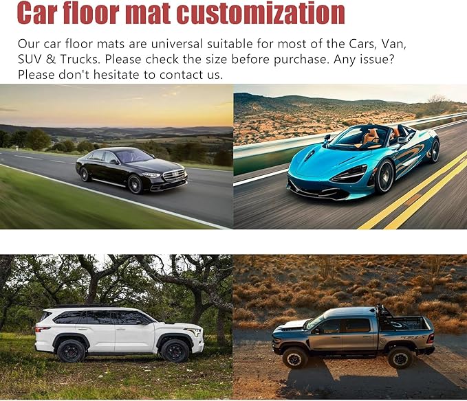 Custom Personalized Floor Mats for Cars，Luxury Full Coverage All Weather Car Floor Mats，Anti-Slip Leather Car Mat Set ，Custom Floor Mats for 99% of Cars, Trucks & SUVs (Orange)