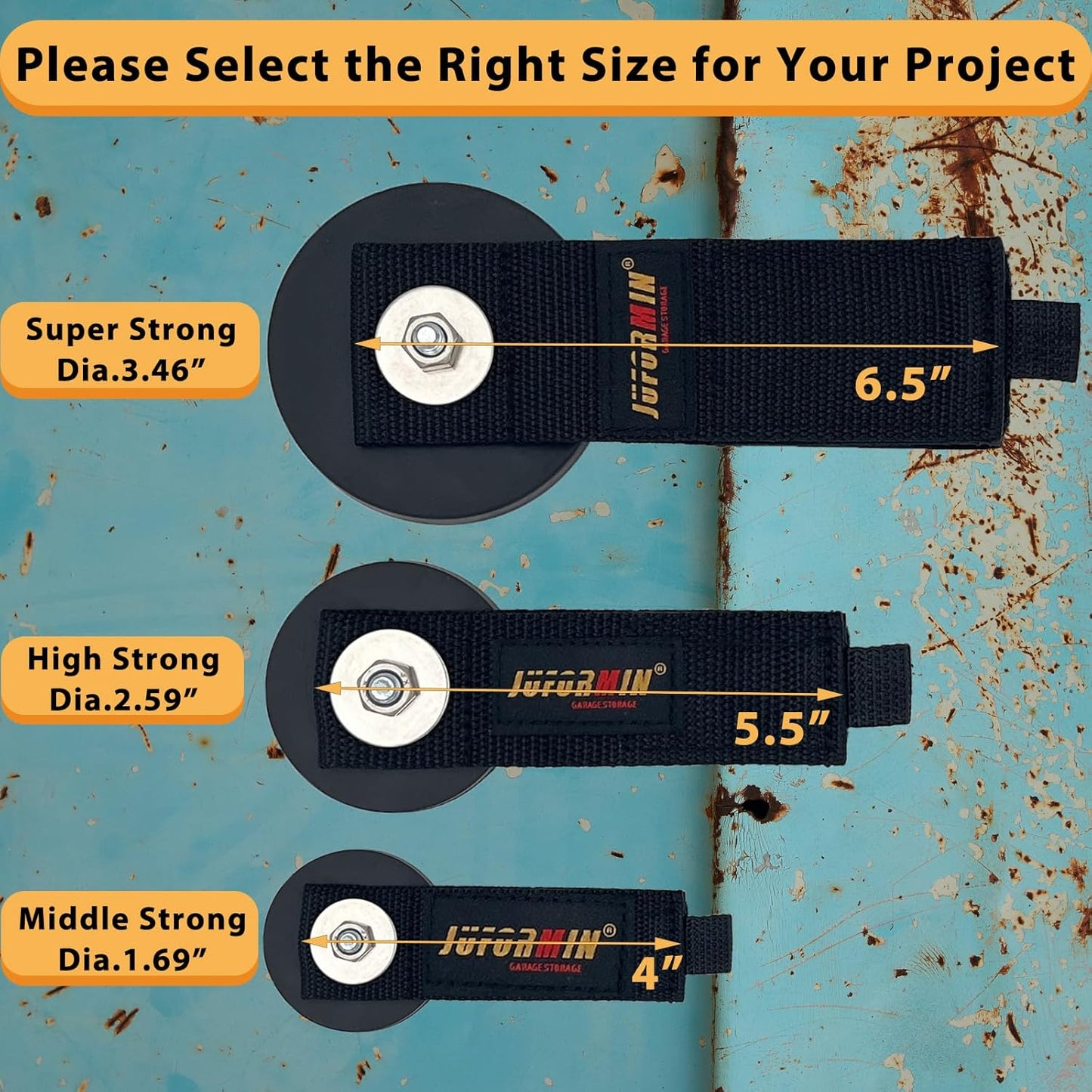 Heavy Duty Magnetic Hook, Magnetic Tool Holder, Magnetic Garage Hooks, Extension Cord Strap for Cable, Rope, Wire Storage in Garage,Workshop,RV,Pick-up(Dia.2.59" Magnet * 2Pcs)