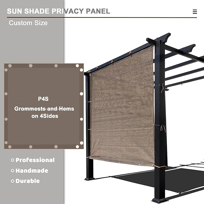 Alion Home Sun Shade Privacy Panel with Grommets and Hems on 4 Sides for Patio, Awning, Window, Pergola or Gazebo - Mocha Brown (8' W x 6' H)