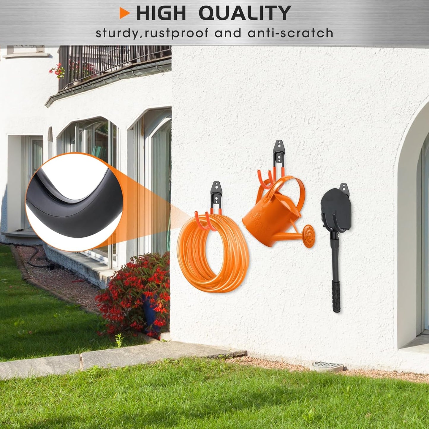 Hose Hanger Wall Mount 2 Pack,Heavy Duty Hose Holder with Screws Metal Hose Hangers for Outside,Hose Rack Suitable for Garage,Garden and Yard