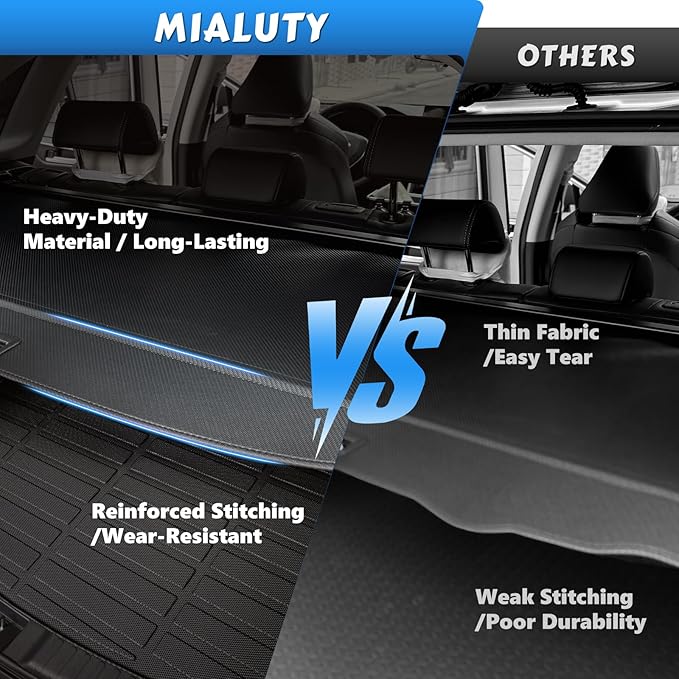 MIALUTY® Cargo Cover for 2018-2025 Cadillac XT5 Retractable Trunk Cover XT5 Accessories Anti-Peeping Anti-Theft Privacy Screen,Trunk Luggage Shield Shade Carbon Fiber Texture