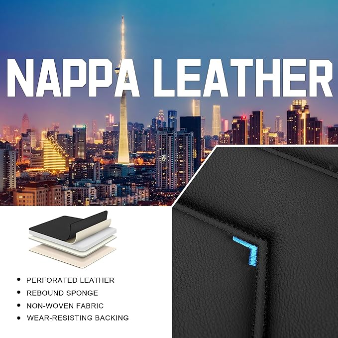 CTDS Car Seat Covers for Toyota Corolla 2000-2026, Stylish Sport Seat Cover, Premium Nappa Leather Car Seat Cover. Automobile Seat Covers Sets.(Luxury 2 Seats/Black Blue)