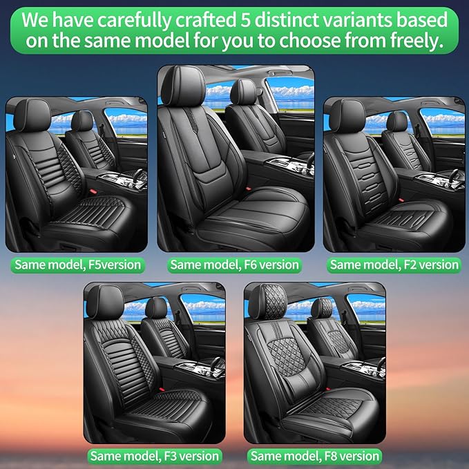 Fit Sonata Car Seat Covers for Hyundai Sonata 2004-2024 2025 2026 -Upgraded Premium Waterproof & Breathable Leather, Airbag Compatible, All-Weather Seat Cushion Protector,2 Front/Black