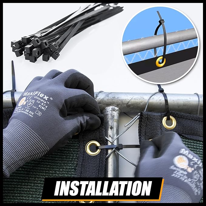 Royal Shade Custom Size 5' x 176' Grey Fence Privacy Screen Windscreen Cover Netting Mesh Fabric Cloth - Cable Zip Ties Included (We Make Custom Size)