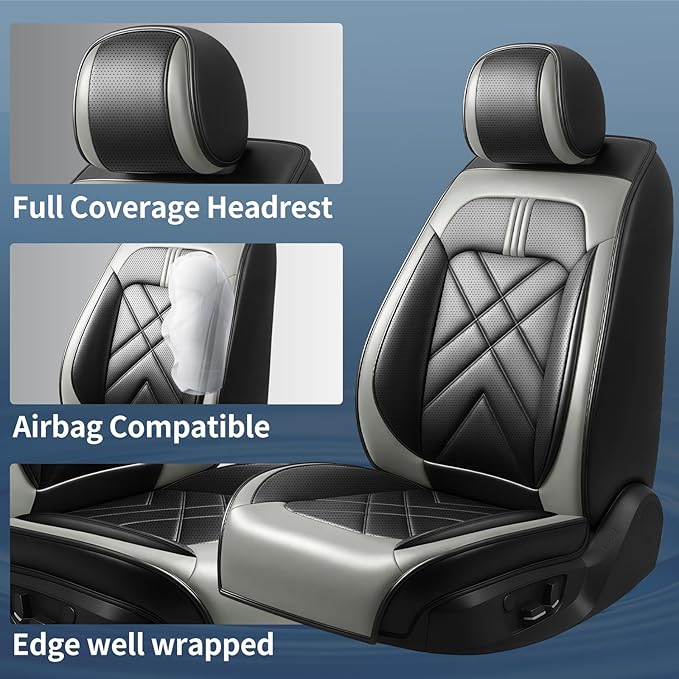 CX-30 Car Seat Covers Fit for Mazda CX-30 2020-2026, Full Coverage Premium Leather Waterproof Breathable Seat Covers, Automotive Seat Protectors, Airbag Compatible(Full Set Seats, Black Gray)