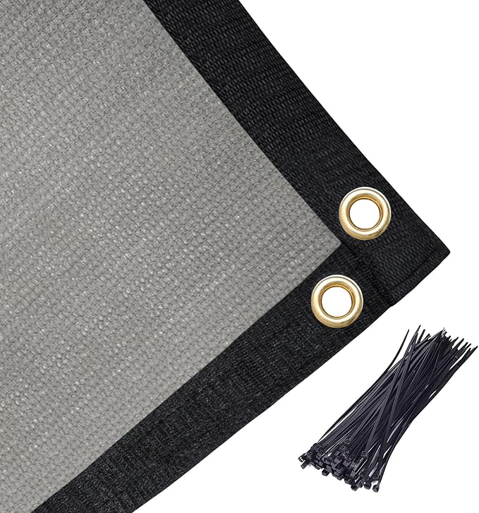 Amagenix 90% Shade Fabric 6'X 6' Gray Sun Shade Cloth with Grommets for Pergola Replacement Shade Cover Canopy, Heavy Duty, Cable Zip Ties Included (We Customized)