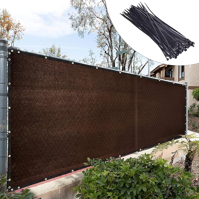 Royal Shade Custom Size 5' x 119' Brown Fence Privacy Screen Windscreen Cover Netting Mesh Fabric Cloth - Cable Zip Ties Included (We Make Custom Size)