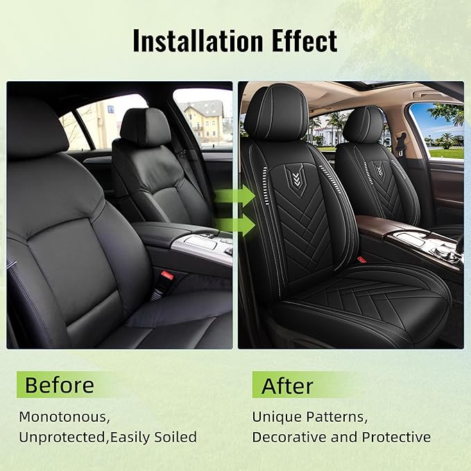 AOMSAZTO Universal Front Seat Covers for Chevrolet Chevy Trax Colorado Equinox Malibu Silverado Tahoe Traverse Suburban Cruze Blazer Trailblazer Fits for All Chevy Cars Sedan Truck SUV - Black