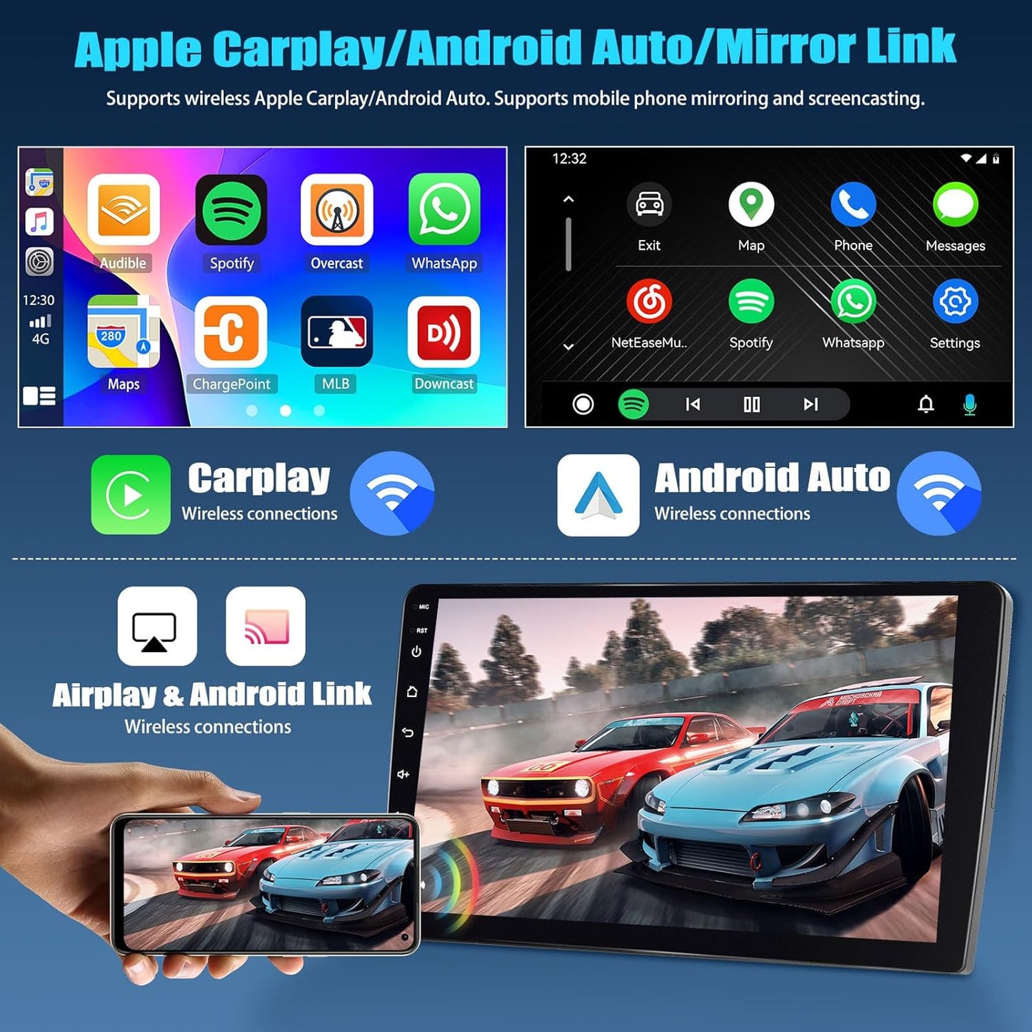 SIXTOP 2+64G Android Car Stereo for Hyundai Tucson IX35 2010-2015 Carplay Android Auto Upgrade Radio 10 inch Touch Screen Bluetooth GPS Navigation Mirror Link 26UI FM RDS WiFi SWC+ AHD Camera & MIC