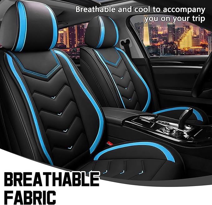 CTDS Car Seat Covers for Nissan Pathfinder 2000-2026, Stylish Sport Seat Cover, Premium Nappa Leather Car Seat Cover. Automobile Seat Covers Sets.(Standard 2 Seats/Black Blue)