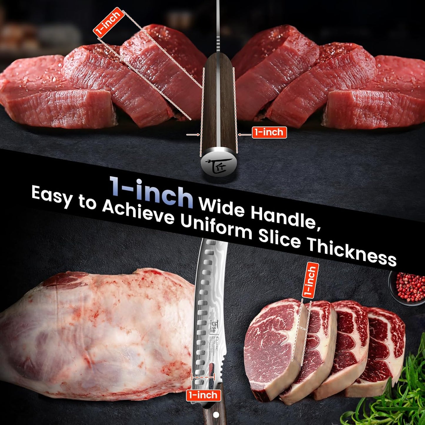 Butcher Knife Set, 3 PCS Kitchen Knife for Meat Cutting, Cleaver, Breaking & Boning Knife, Japanese Style High Carbon Steel Kitchen Knife for Chopping, Slicing, Deboning, House Warming Gifts