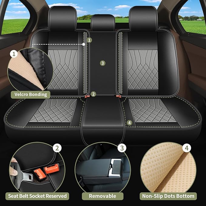 Full Set Car Seat Covers for Subaru Forester 2007-2025 2026: Breathable Perforated Leather Seat Cover (Black&Grey)